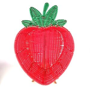 Strawberry Woven Storage Basket Summer Pool Party BBQ Red & Green. Teacher berry